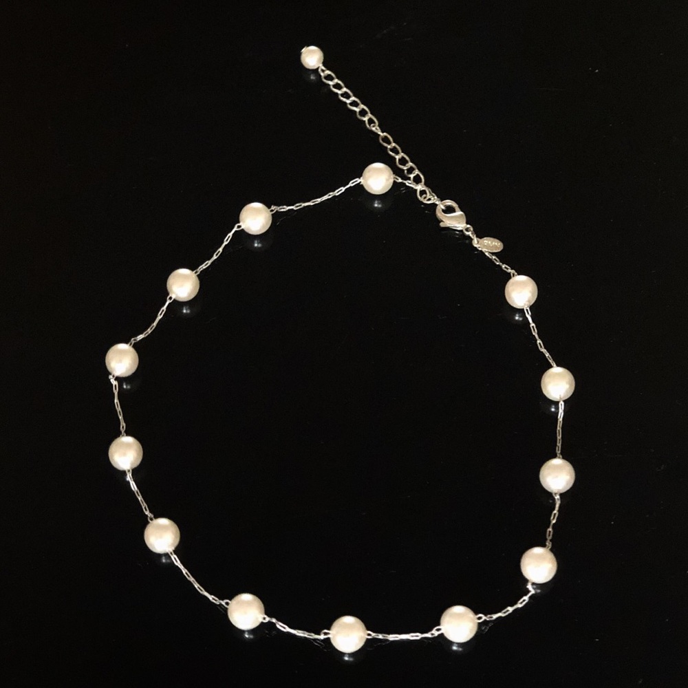 RMN silver tone faux pearl necklace